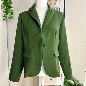 Unlined Shoulder Padded Olive Green Blazer / 6